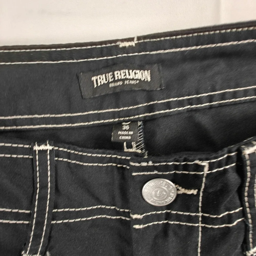 NWT Size 36 True Religion Mens Jet Black Contrast Stitch Cargo Pants 108335